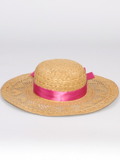 Шляпа соломенная с розовой лентой и цветком