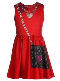 Комплект красное платье с сумочкой пышное и чёрные кружевные лосины цена
