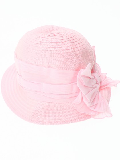 Шляпа розовая легкая с бантом