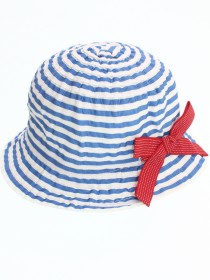 Шляпа белая в голубую полоску с красным бантиком цена