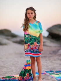 Платье-туника разноцветная с видами курорта Портофино фото