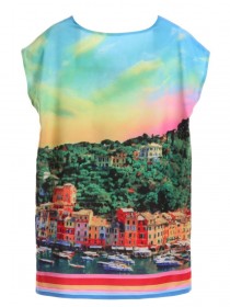 Платье-туника разноцветная с видами курорта Портофино цена