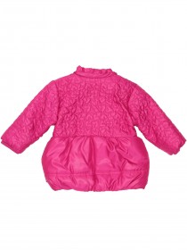 Куртка демисезонная розовая с капюшоном и стежкой в виде сердечек фото