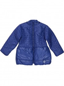 Куртка демисезонная синяя с капюшоном и стежкой в виде сердечек цена
