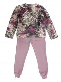 Комплект: свитшот с леопардовым принтом и чёрными стразами и розовые штаны цена