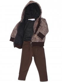 купить Костюм спортивный утеплённый: леопардовая толстовка с капюшоном и коричневые штаны
