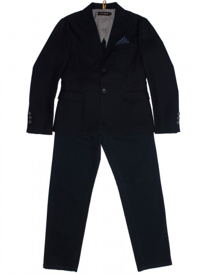 Костюм темно-синий классический: пиджак с шёлковым платком и брюки