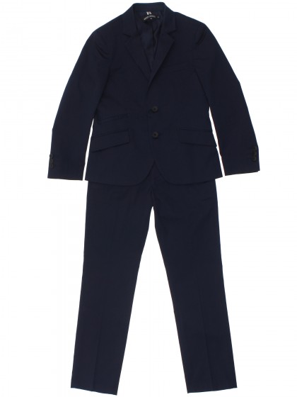 Костюм синий классический: пиджак и брюки, ткань с небольшим блеском