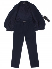 Костюм синий классический: пиджак и брюки, ткань с небольшим блеском фото