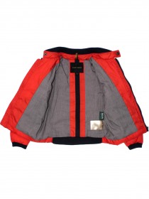 Куртка красная стёганая с трикотажным воротом и брендингом фото