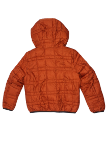 Куртка кирпичного цвета стёганая с капюшоном на тонком утеплителе фото