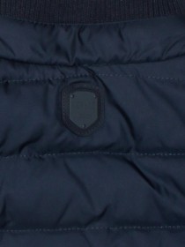 Куртка бомбер темно-синяя стёганая с трикотажным воротом и брендингом цена