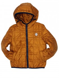 Куртка стёганая с капюшоном золотистого цвета на тонком утеплителе цена