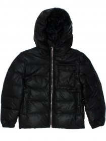 Куртка пуховая чёрная с капюшоном с водоотталкивающим покрытием