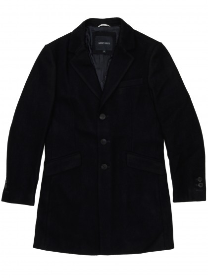 Пальто черное классическое удлиненное 