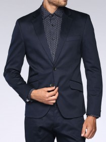 Пиджак синий классический, ткань с небольшим блеском фото