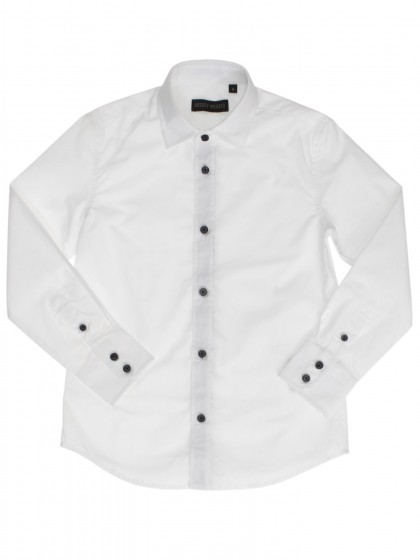 Рубашка белая классическая с чёрной планкой и пуговицами