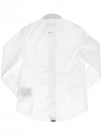 Рубашка белая классическая с чёрной планкой и пуговицами фото