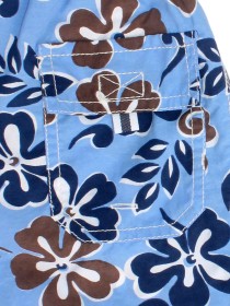 купить Комплект пляжный голубой с цветочным рисунком: шорты и панама 