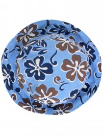 Комплект пляжный голубой с цветочным рисунком: шорты и панама  фото