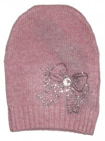 Комплект нежно-розовый: шапка и шарф с бантиком из страз цена