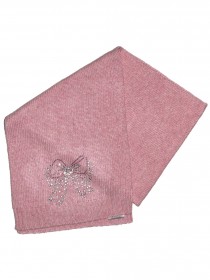 купить Комплект нежно-розовый: шапка и шарф с бантиком из страз
