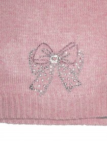 Комплект нежно-розовый: шапка и шарф с бантиком из страз цена