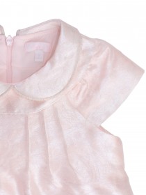 Платье нежно-розовое с классическим воротничком и отделкой люрексом  фото