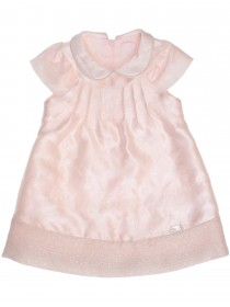 Платье нежно-розовое с классическим воротничком и отделкой люрексом  цена