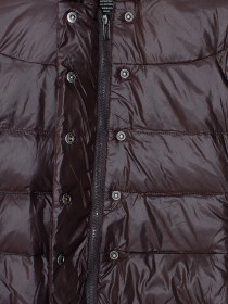 Куртка коричневая пуховая удлиненная с воротником "стойка" фото