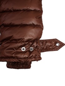Комплект зимний пуховой: бежевая комбинированная куртка с натуральным мехом на капюшоне и коричневые штаны цена