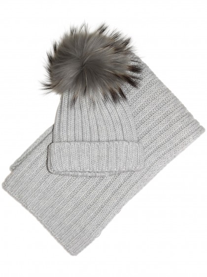 Комплект серый тёплый шапка и шарф