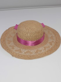 Шляпа соломенная с розовой лентой и цветком фото