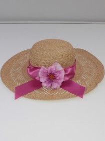 купить Шляпа соломенная с розовой лентой и цветком