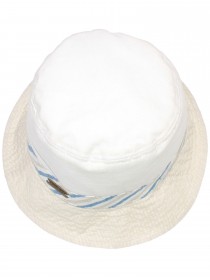 купить Шляпа белая с брендингом и отделкой в серо-голубую полоску