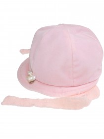 Шляпка розовая утепленная на завязках с белыми розочками цена
