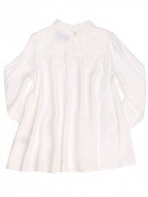 Блузка белая с кружевной вставкой расклешенная цена