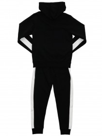 Костюм черный спортивный с белой отделкой: толстовка с капюшоном и штаны  цена