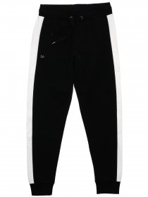 Костюм черный спортивный с белой отделкой: толстовка с капюшоном и штаны  цена