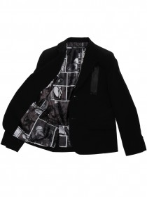 Пиджак черный классический на пуговицах с декоративной молнией  цена