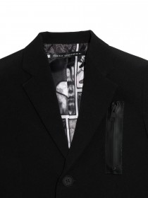 Пиджак черный классический на пуговицах с декоративной молнией  фото