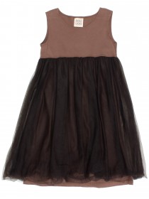 Платье шоколадного цвета с брошью "Приведение" фото