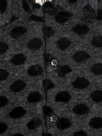 Пальто серое в чёрный горох шерстяное с брошью "Роза" цена