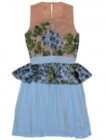 Платье голубое с телесным верхом и вышивкой "Гортензия" для мам цена