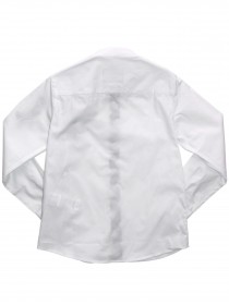 Рубашка белая с принтом "Орлы" и клетчатой отделкой  фото