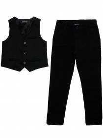 Комплект черный классический: жилетка с рисунком и брюки 