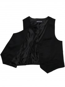 Комплект черный классический: жилетка с рисунком и брюки  цена