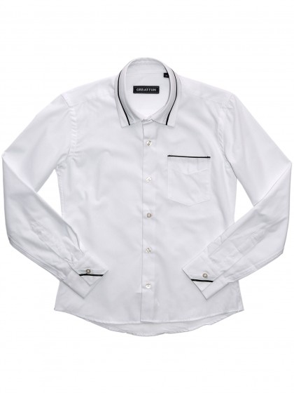 Рубашка белая классическая с черной отделкой воротника и рукавов