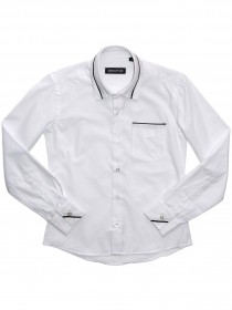 купить Рубашка белая классическая с черной отделкой воротника и рукавов