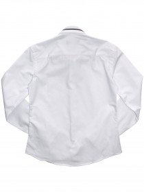 Рубашка белая классическая с черной отделкой воротника и рукавов фото